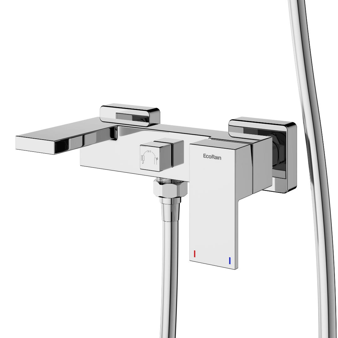 Thermostatische Badewannenarmatur mit Duschkopfhalter – Chrom